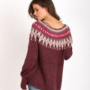 Free People Baltic Fair Isle Sweater in Berry Combo